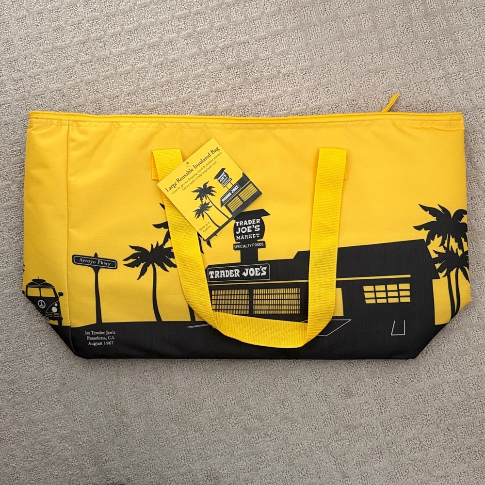 Trader Joe's Yellow and Black Tote Bag - LARGE
